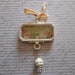 Cottage Chic Ivory Trinket Vintage Inspired Rose Garden Pendant under Acrylic Glass with Bow, Rhinestone & Dangle - Qty 1