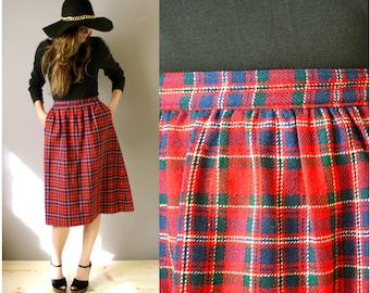 Vintage 1970s Pendleton Wool Plaid Skirt