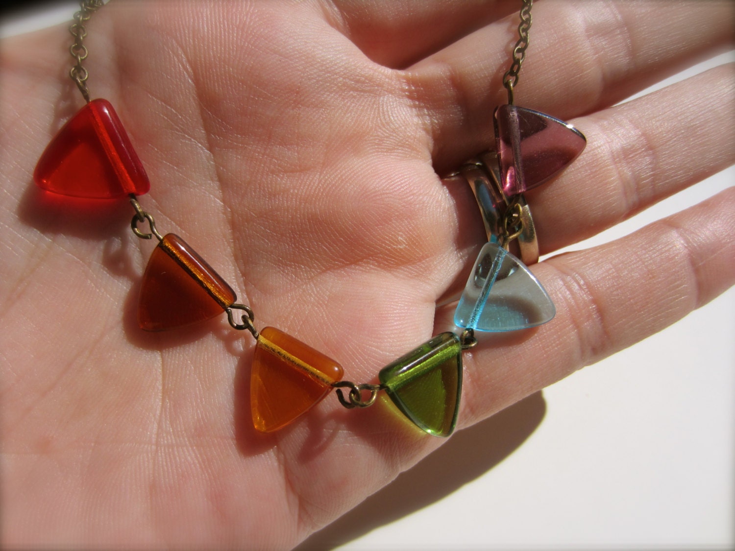 Rainbow Necklace Rainbow Bunting Pennant Necklace by kbjhandmade