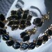 Unsigned Trifari Black Poured Glass Parure
