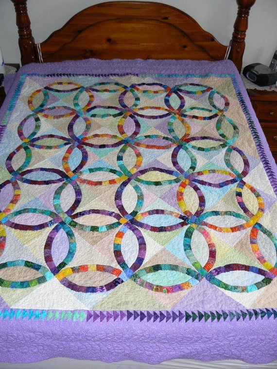 Double Wedding Ring King Size Quilt reserved for Jason Lindsey