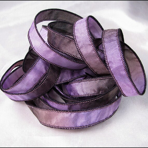 Hand Dyed Silk Ribbon Hand Painted Jewelry Bracelet Wrap