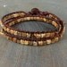 Leather wrap double wrap desert sand jasper earthy stack bracelet