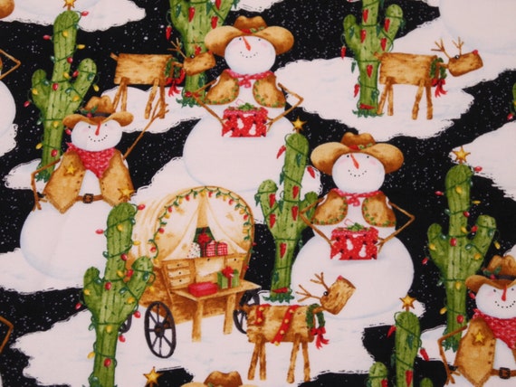 Wild West Holiday Snowmen Fabric by Kathy Hatch by designsbysusan1