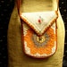 Handcrafted Purse made from Vintage Quilt, Embroidered Linen Hand Towel, Leather and Hand Tinted Lace Doily