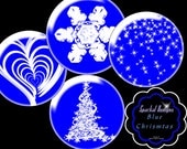 Circle Digital Collage Sheet Blue Christmas Circle Images Instant Download Bottle Cap Images, Christmas tree clipart images Il_170x135