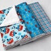 Chenille Burp Cloth Set - Baby Boy Burp Cloths, Set of Three - Blue and Orange - Tugboats & Anchors, Fish, and Plaid