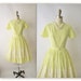50's Summer Dress // Vintage 1950's Embroidered Lemon Casual Garden Party Mad Men Dress XS