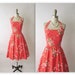 60's Halter Dress // Vintage 1960's Floral Print Garden Party Halter Dress XS