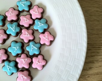Flower Sugar Cookies, monogram cookies , 6 dozen