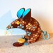 Retro ReBorn Mouse 70s Daisy in Blue, Brown and Yellow Vintage Fabric