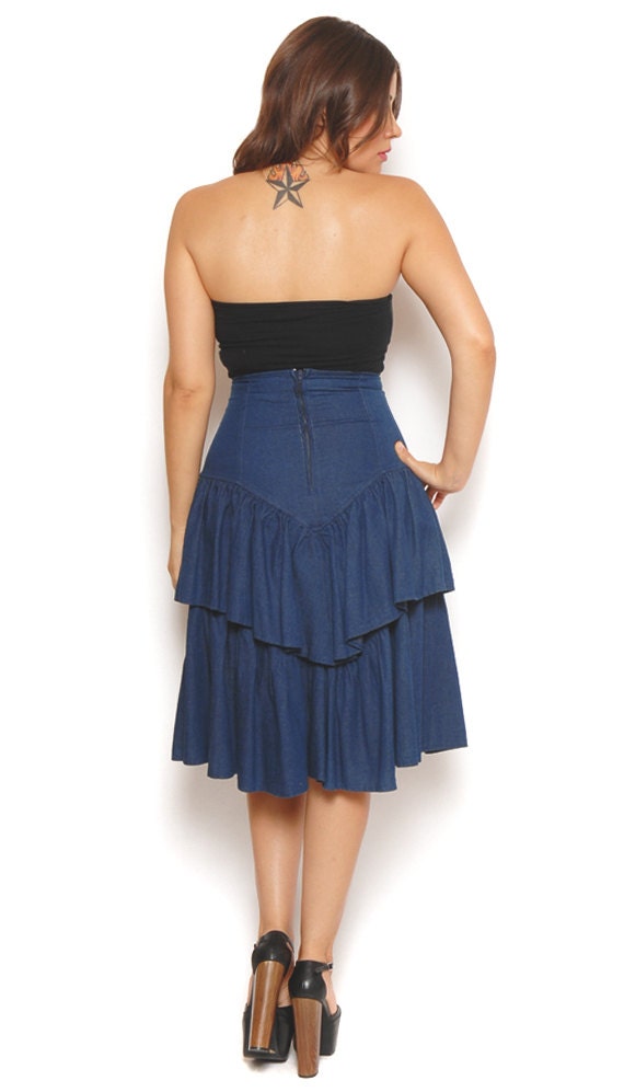 dark blue jean skirt