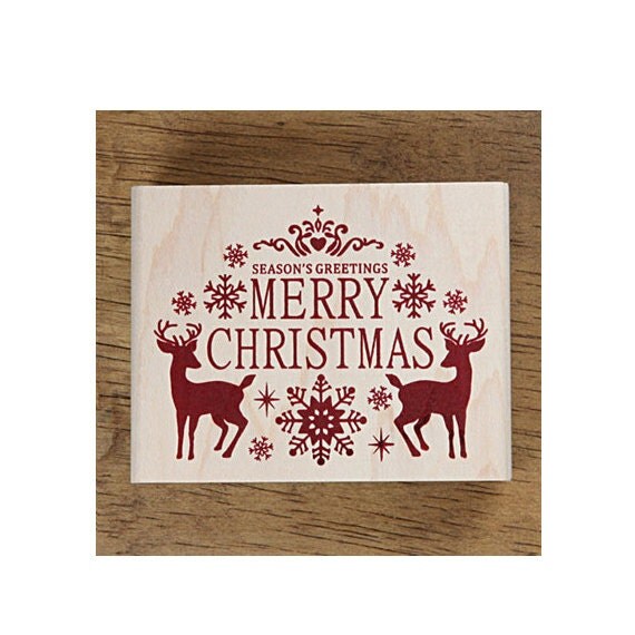 Items similar to Christmas Rubber Stamp - Merry Christmas(L) on Etsy