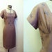 Mocha brown 1950s wiggle dress with embroidered rhinestone bodice, by Carnegie - L