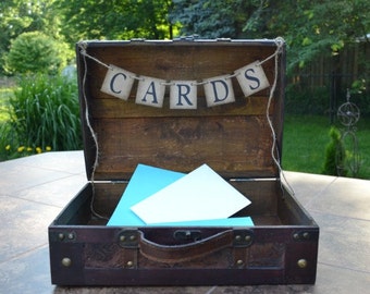 Cards Banner - Suitcase decoration - reception decoration - card banner - money box - wedding card box - rustic wedding - card banner