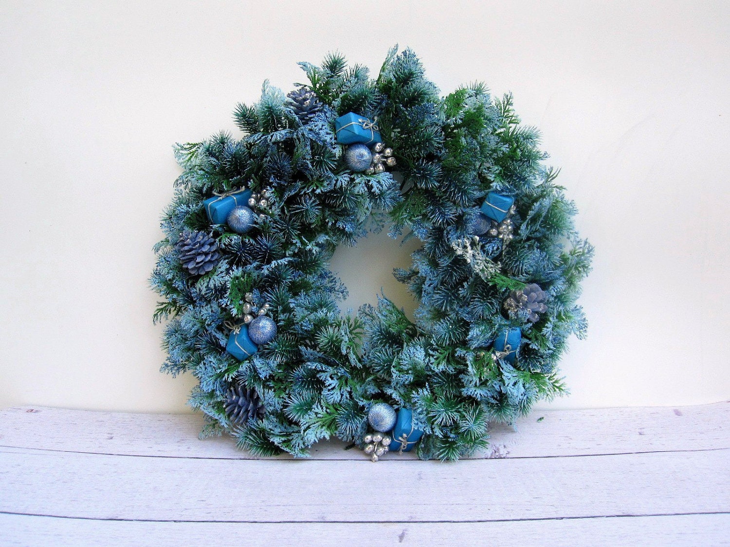blue christmas wreath retro christmas decoration large blue christmas wreath retro christmas decoration large