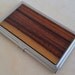 Wood Business Card Case / ID Holder - Inlaid Wood is Santos Rosewood (BRAZILIAN ROSEWOOD - Multicolor Inlay).- Free Engraving
