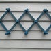 Vintage Blue Wood Accordion Peg Rack with Stencil