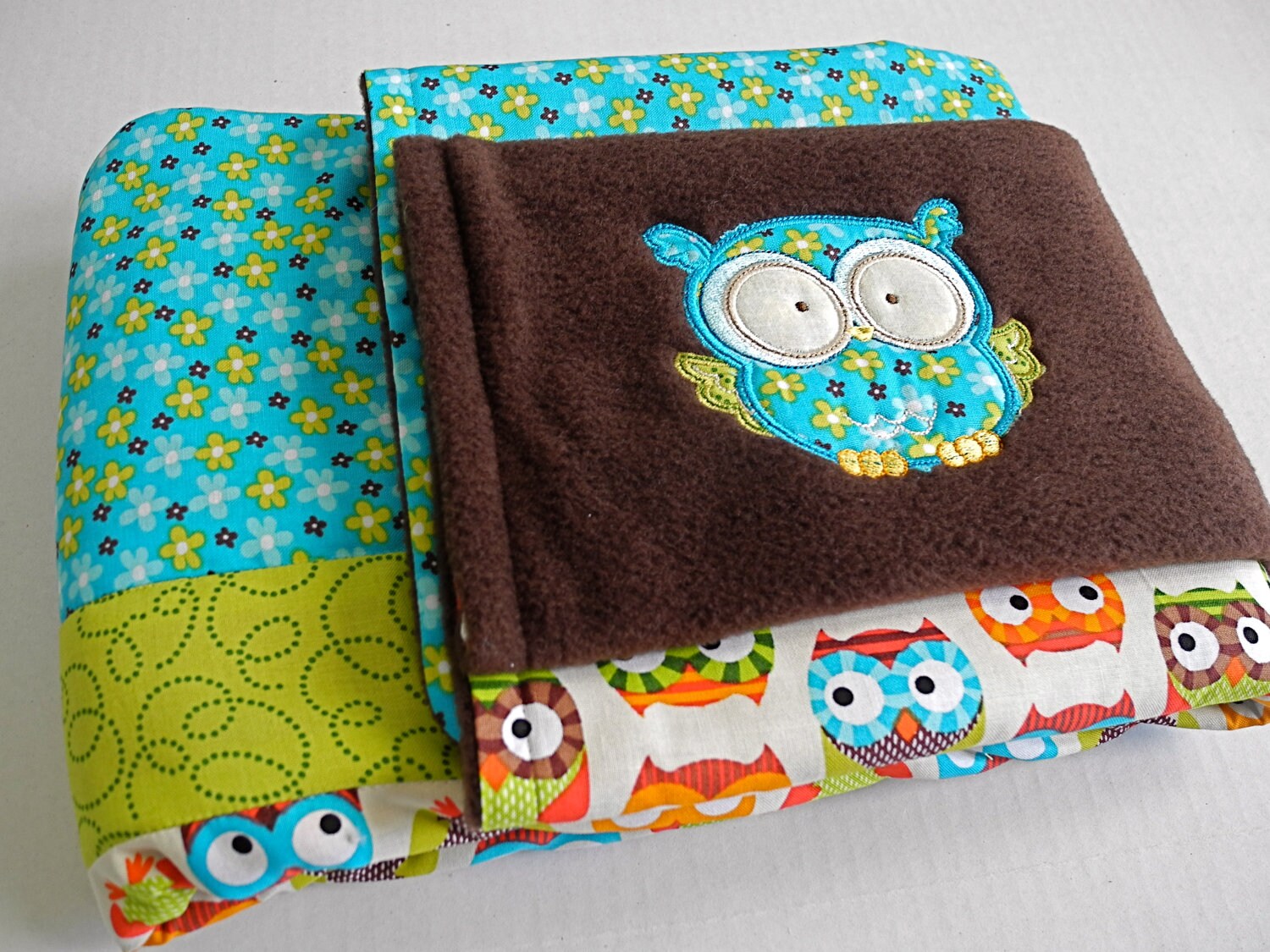  owl baby blanket  personalized security by babyzebracreations