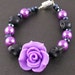 Purple Rose and Black Skull Bracelet