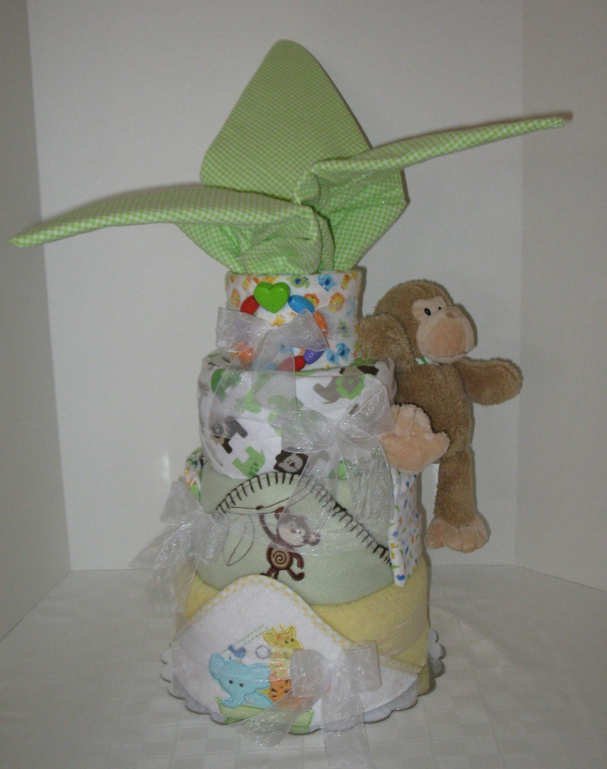 Palm Tree Diaper Cake Jungle Safari Monkey Baby Cake