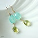 RIO - aqua blue chalcedony lemon quartz gold earrings
