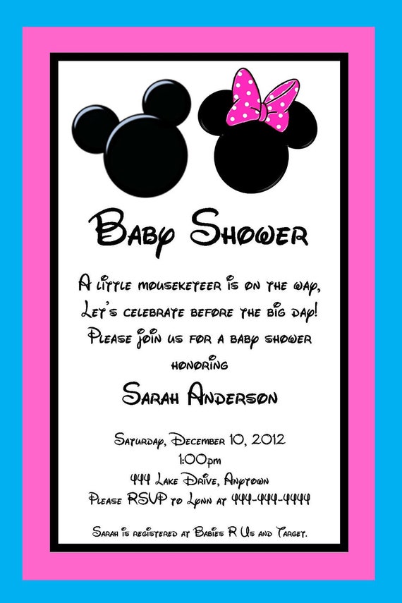 Mickey And Minnie Mouse Baby Shower Invitations 7