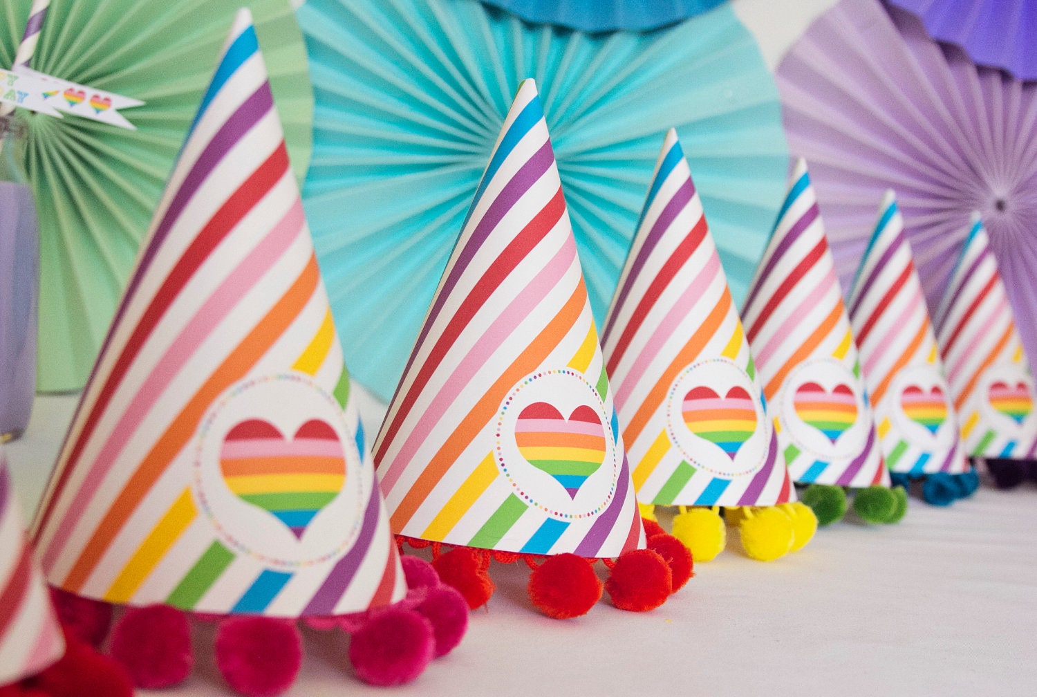  Rainbow Party Hat Printable