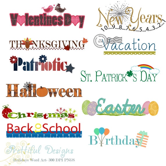 Clip Art Holiday Word Art Christmas Halloween Easter Commercial Use by ...