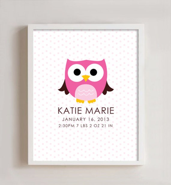 8x10 - Custom Birth Print - OWL Il_570xn