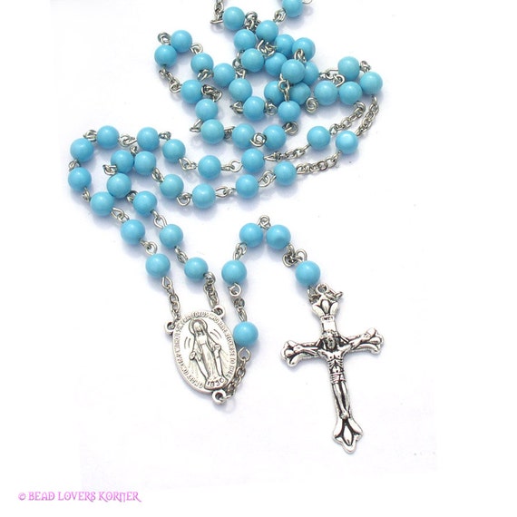 Turquoise Rosary Beads Miraculous