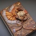 Fantasy Steampunk journal A5 size - polymer clay - Sketchbook - Honey Dragon - fantasy steampunk gothic lolita blank diary