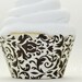 Brown & Ivory Damask Cupcake Wrappers - Standard Cupcake Wraps Set of 24
