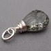 Sterling Silver Wire Wrapped Black Rutilated Quartz Gemstone Briolette Dangle Focal Pendant with Sterling Silver Jump Ring