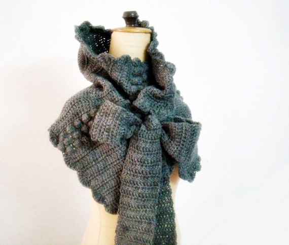 gift crochet bow pattern Bow Cowl Titanium PDF with Pattern Warmer Wrap Ties Neck Grey Crochet