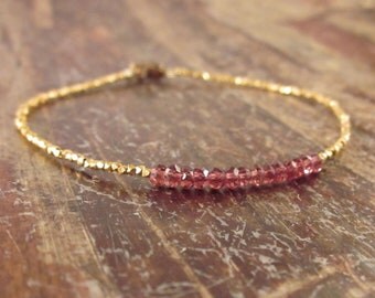Garnet Bracelet January Birthstone Bracelets Jewelry Gold Vermeil Womens Holiday Gift Gifts for Her Beaded Stone Gemstone Birthday Gift Girl