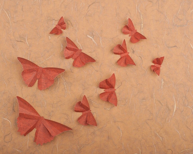 SALE 3D Butterfly Wall Art Mahogany Paper Butterflies for