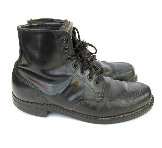 Sears Men's Black Ankle Boots Shoes Lace by worldvintagefashion