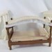 Vintage Dollhouse Canopy Bed with Curtains Wood Frame