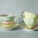 RESERVED Vintage Serving Tea Cups and Saucers - Cotton Candy Colored Teacups and Saucers - Pastel Teacup Sets