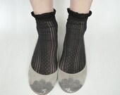 The Lizzie Shoes in Gray - Limited Serie of Leather Handmade Ballet Flats - Scalloped Snakeskin Toe