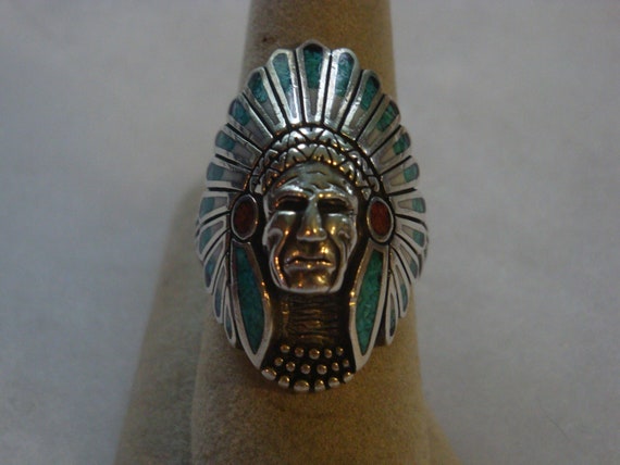 Sterling Silver Indian Chief Head Ring