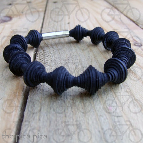 Items similar to ECO bracelet black upcycled rubber bicycle inner tube FREE SHIPPING