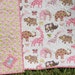 Animal Parade Baby Quilt Elephants Giraffes Girl Blanket