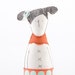 Ooak Black and white girl with pigtails Wearing Peach skirt with mint polka dots and a scarf , timo- handmade fabric doll