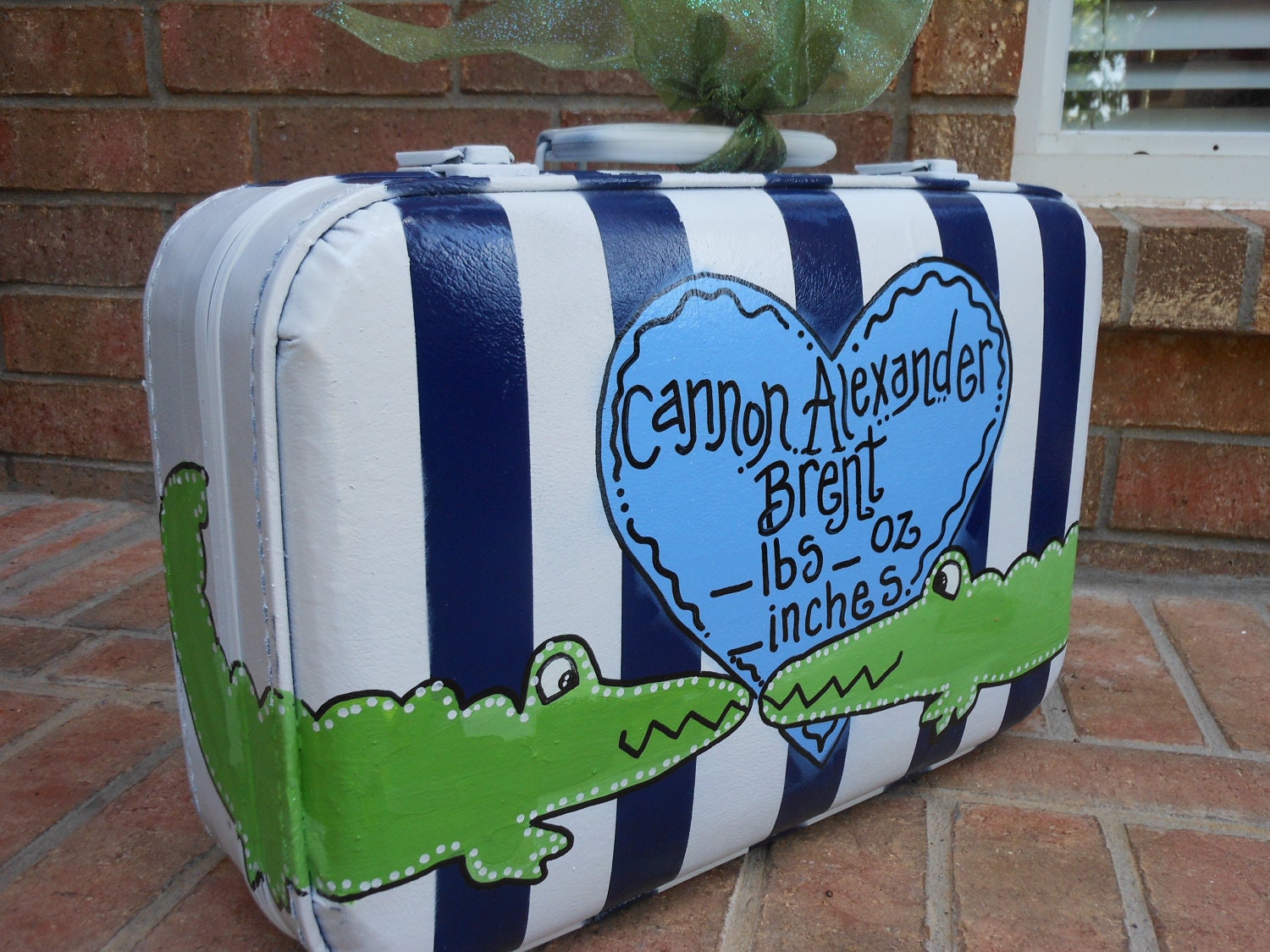 Hand painted Suitcase for Baby Boy Pottery by MrsStJohnsArtCamp