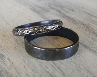 Viking Ring Sterling Silver Men's Wedding Band Hammered