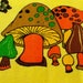 Vintage 70s Mushroom Hand Towel Burnt Orange Yellow New Unused