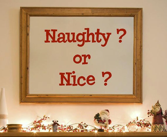 Items similar to Naughty or Nice holiday Christmas Vinyl Lettering wall ...