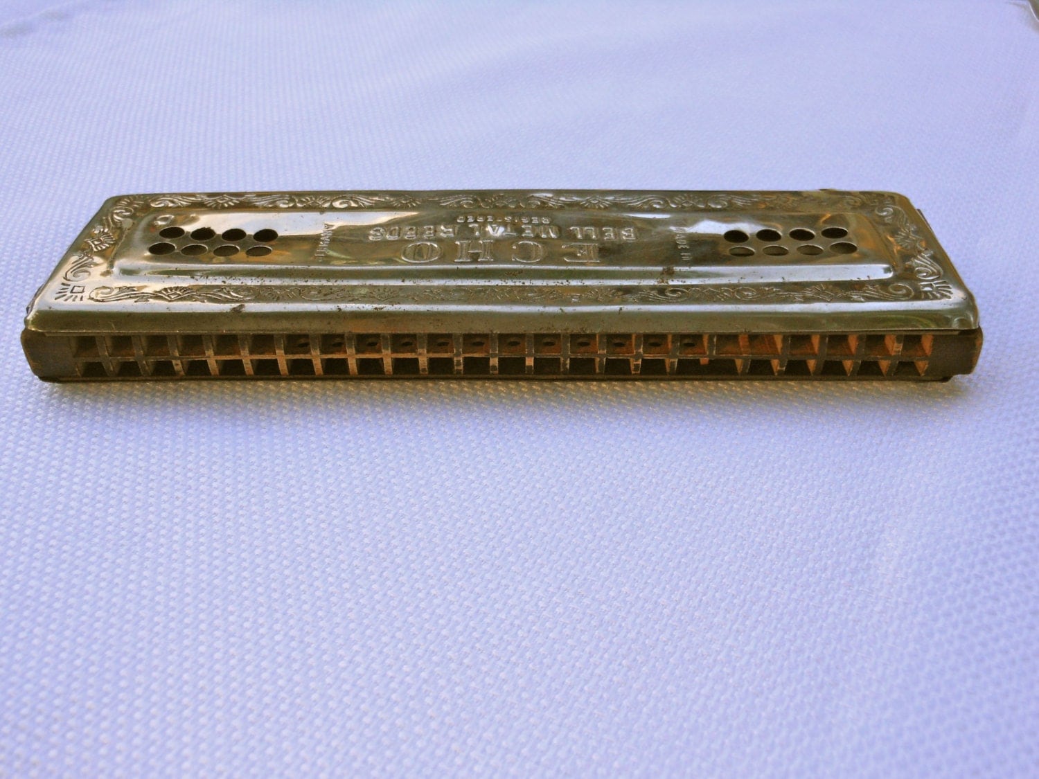 Vintage M Hohner Echo Bell Metal Reeds Harmonica by 2cool2toss